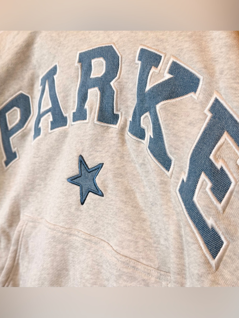 PARKE Vintage Star Varsity Hoodie | Heather Grey | Brand New | L/XL